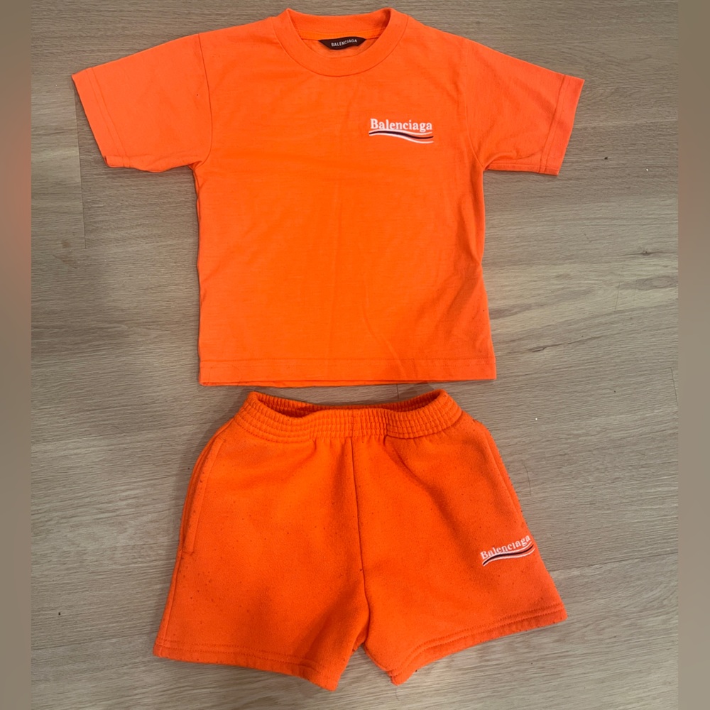 Balenciaga logo short and shirt set